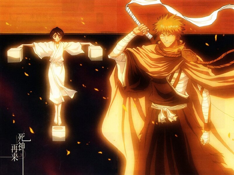 Two Anime Characters — Orange, Dramatic, Night, Sword, Robes