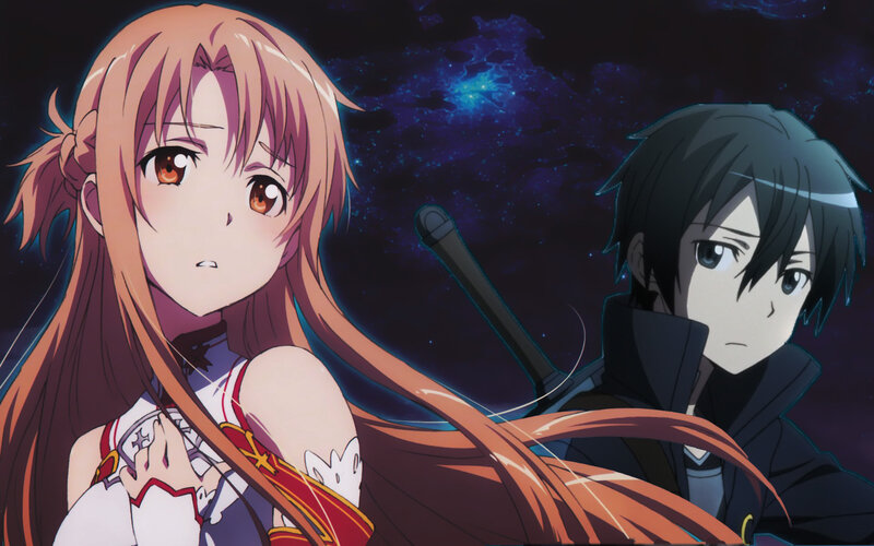 Two Anime Characters — Orange, Dramatic, Night, Sword