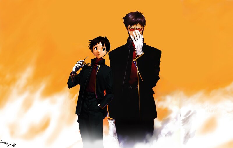 Two Anime Characters — Orange, Dramatic, Sunglasses