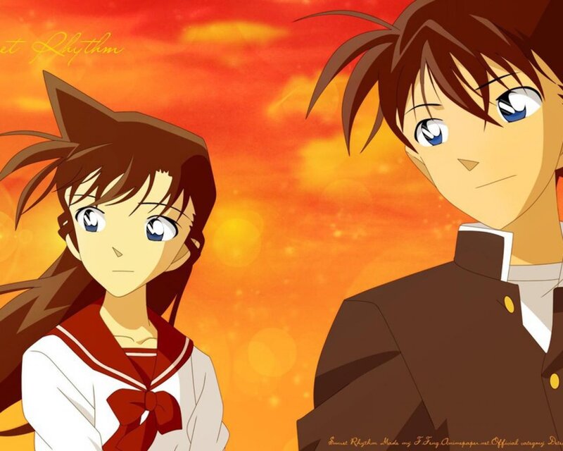 Two Anime Characters — Orange, Dramatic, Sunset, School Uniforms