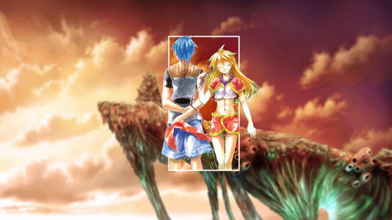 Two Anime Characters — Orange, Dramatic, Sunset, Sky