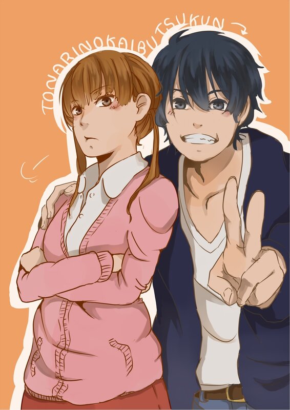 Two Anime Characters — Orange, Playful, Cardigan