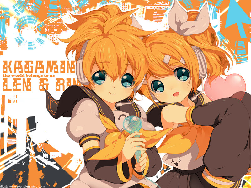 Two Anime Characters — Orange, Playful, Headphones