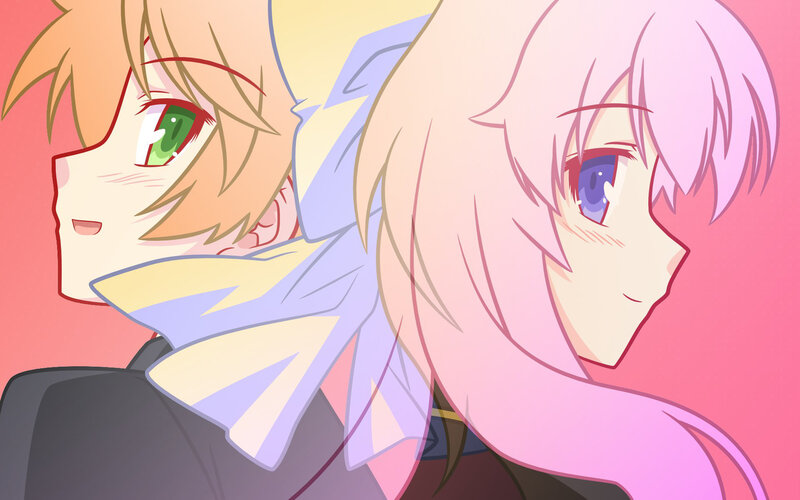 Two Anime Characters — Pink, Calm, Green Eyes