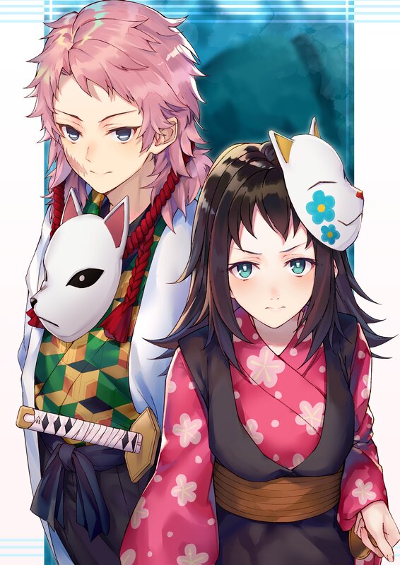 Two Anime Characters — Pink, Calm, Masks