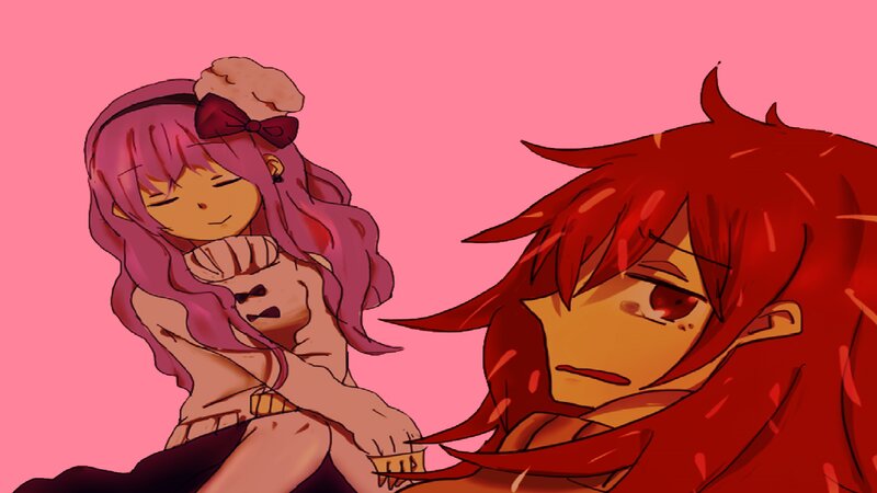Two Anime Characters — Pink, Calm, Pink Background