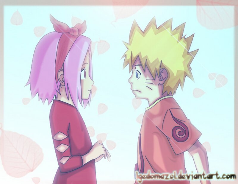 Two Anime Characters — Pink, Calm, Spring, Leaves
