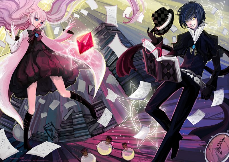 Two Anime Characters — Pink, Dramatic, Digital Art, Books