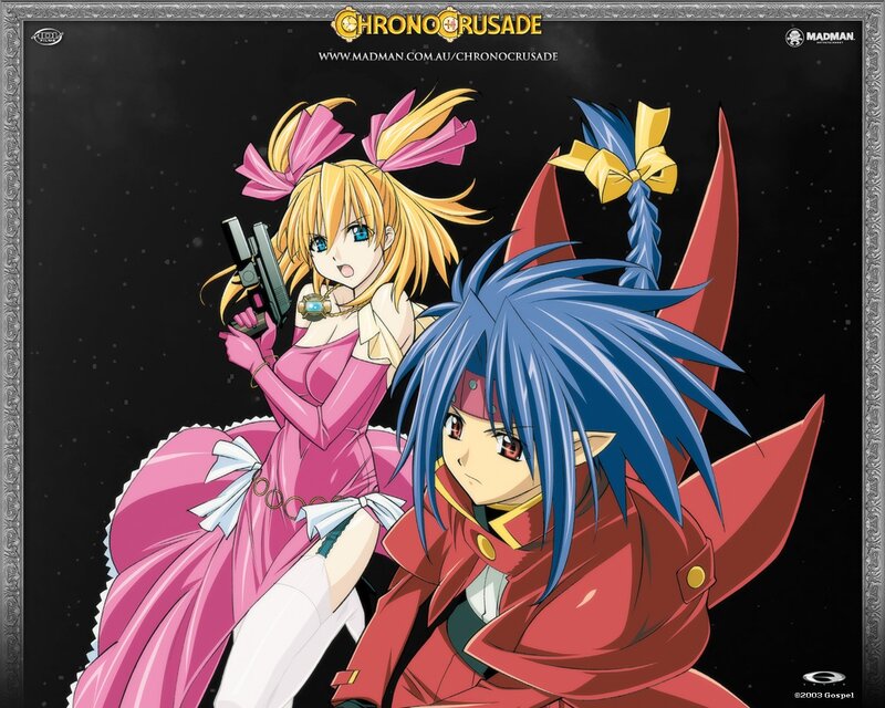 Two Anime Characters — Pink, Dramatic, Night, Gun