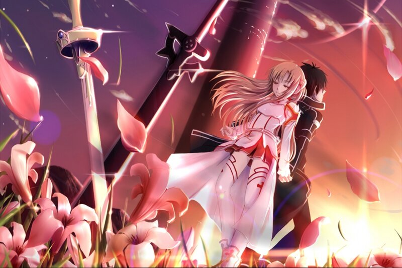 Two Anime Characters — Pink, Dramatic, Night