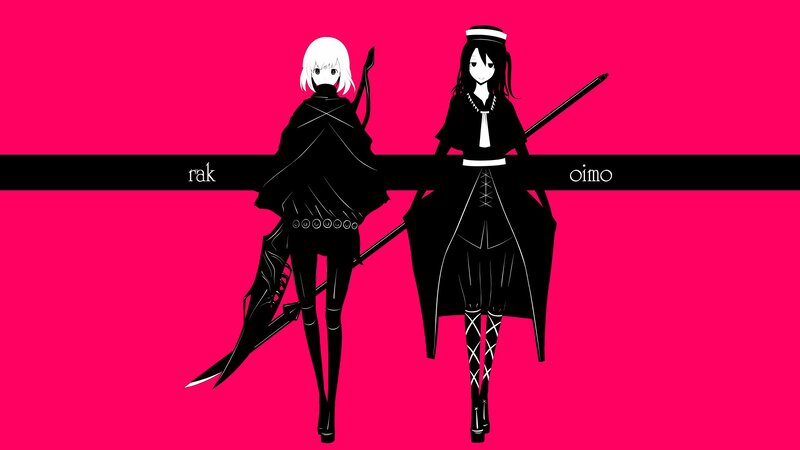 Two Anime Characters — Pink, Dramatic, Swords, Cloaks
