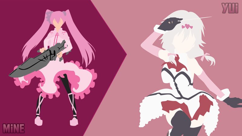 Two Anime Characters — Pink, Dramatic, Vector Art