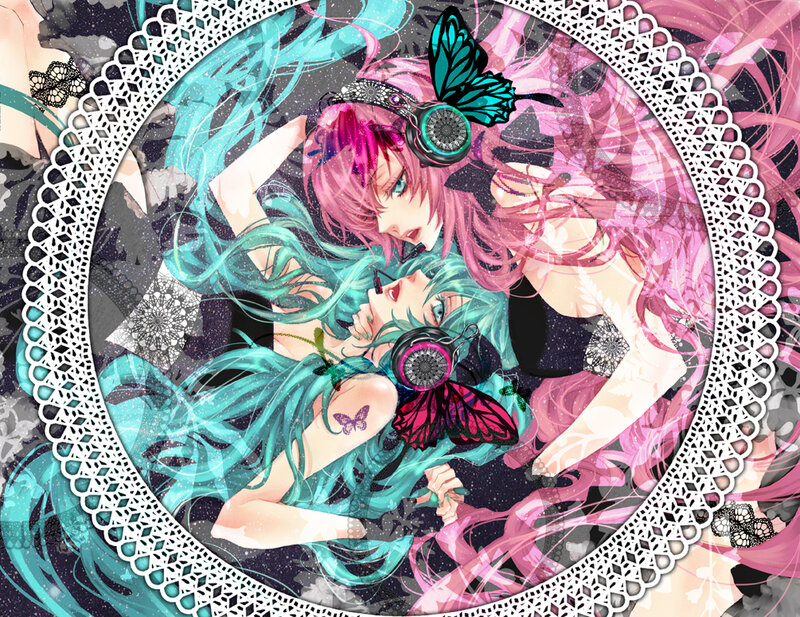 Two Anime Characters — Pink, Dreamy, Night