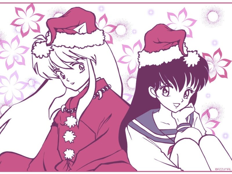 Two Anime Characters — Pink, Festive, Winter