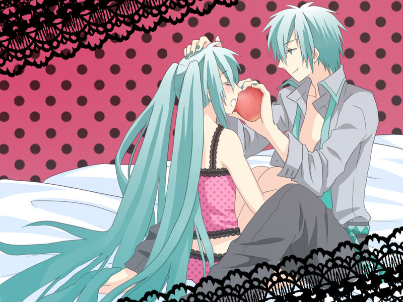 Two Anime Characters — Pink, Intimate, Apple