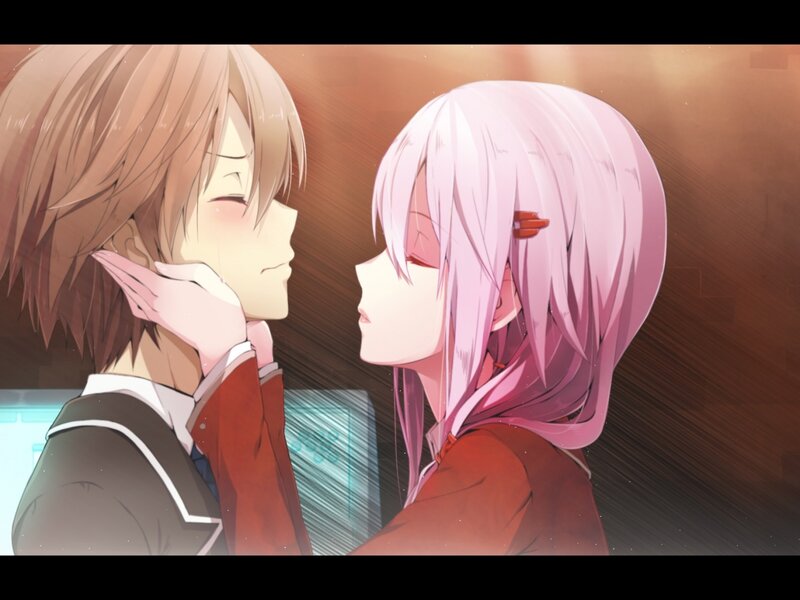 Two Anime Characters — Pink, Intimate, School Uniform
