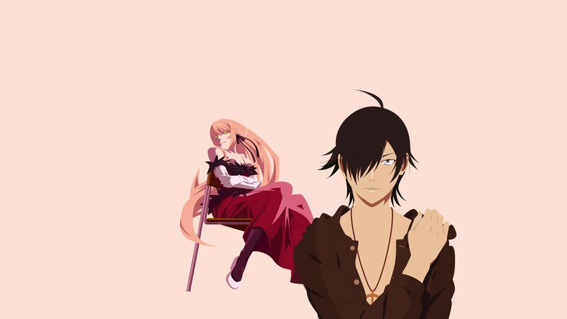 Two Anime Characters — Pink, Neutral, Chair