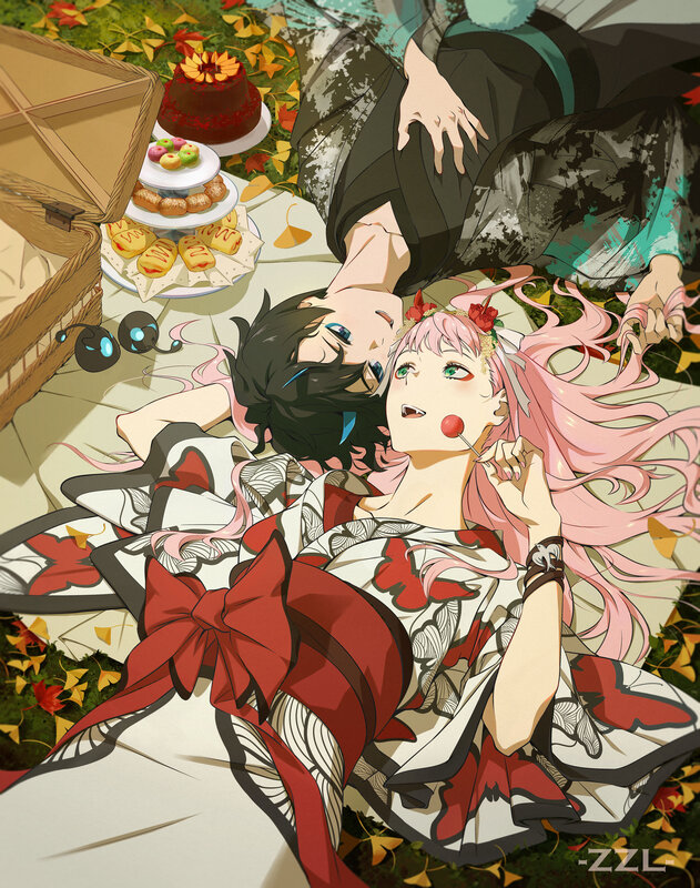 Two Anime Characters — Pink, Peaceful, Autumn