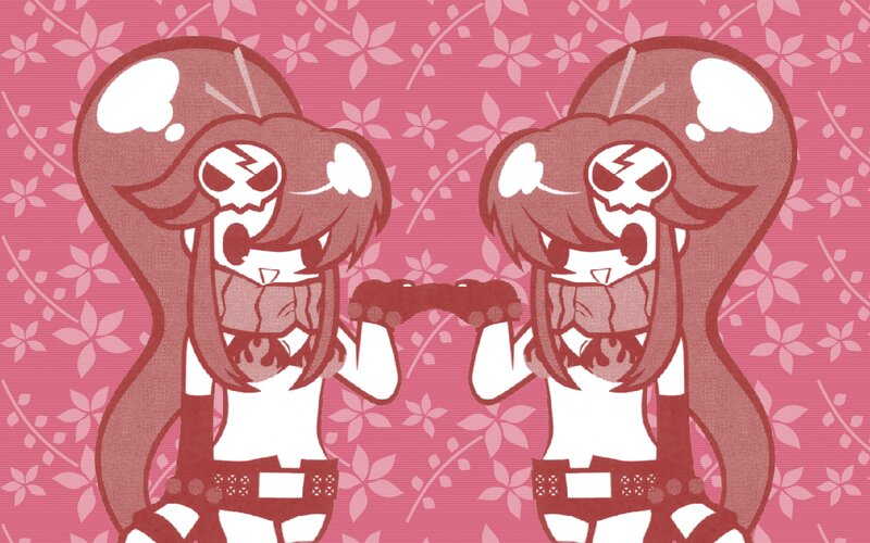 Two Anime Characters — Pink, Playful, Manga, Skulls