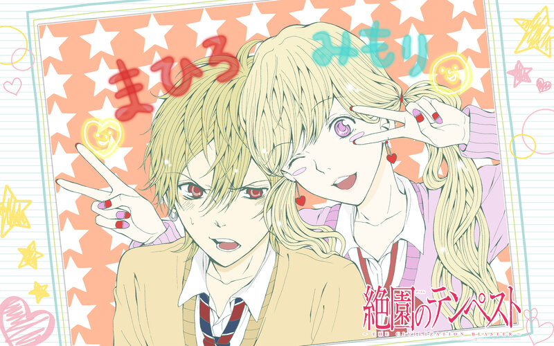 Two Anime Characters — Pink, Playful, School Uniforms