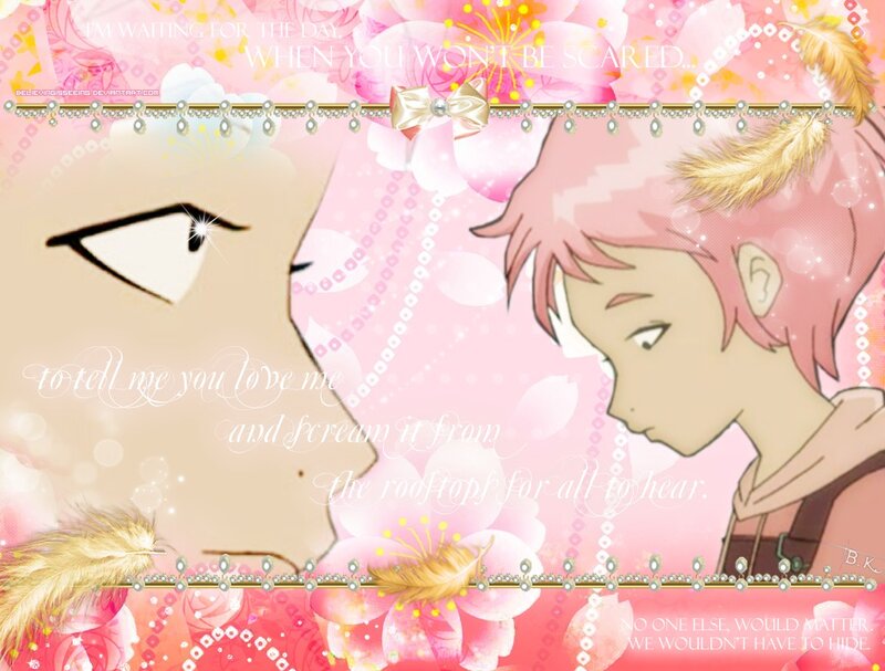 Two Anime Characters — Pink, Romantic, Digital Art, Flowers
