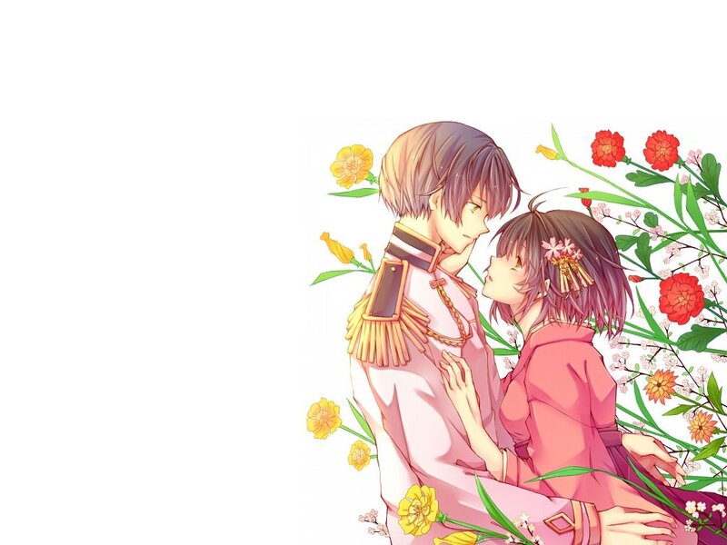 Two Anime Characters — Pink, Romantic, Spring, Flowers