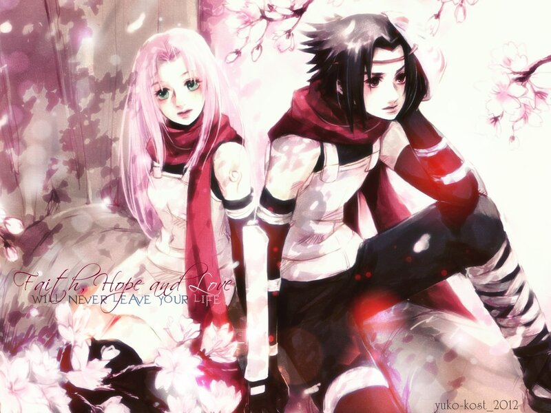 Two Anime Characters — Pink, Serene, Spring, Cherry Blossoms, Scarf