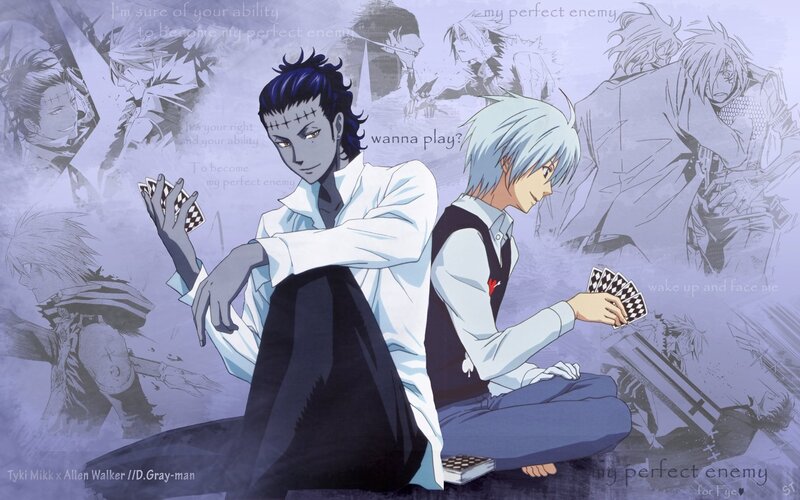 Two anime characters playing cards