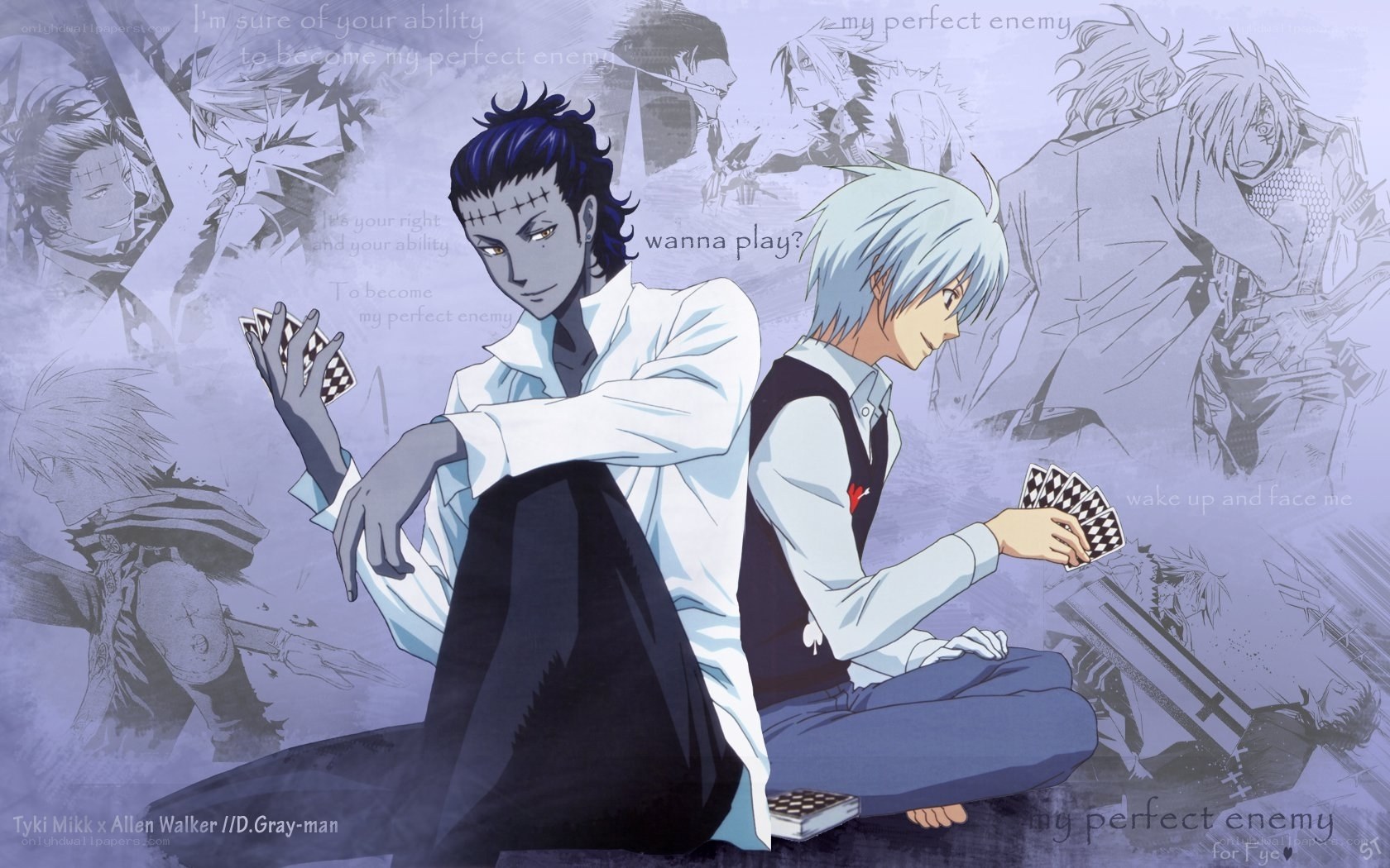 Two anime characters playing cards