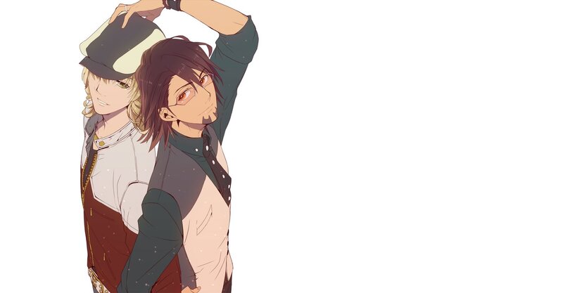 two anime characters posing together
