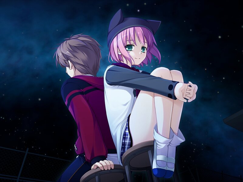 Two Anime Characters — Purple, Calm, Night, Cat Ears