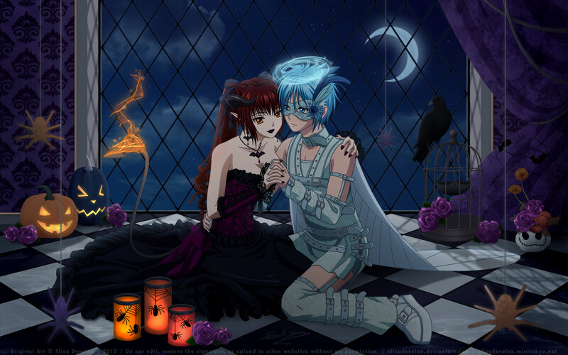 Two Anime Characters — Purple, Dark, Night
