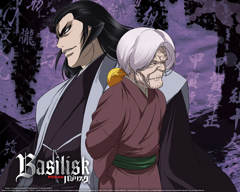 Two Anime Characters — Purple, Dramatic, Anime Art, Japanese Text