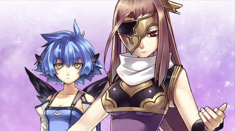 Two Anime Characters — Purple, Dramatic, Blue-haired Girl