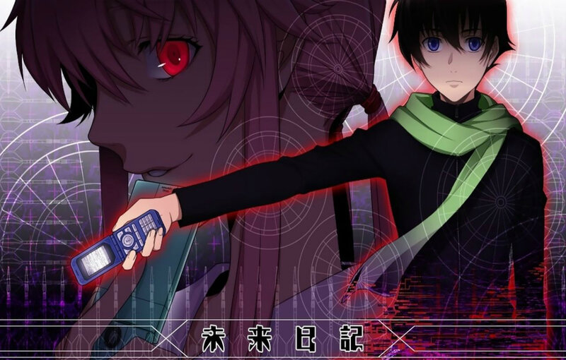 Two Anime Characters — Purple, Dramatic, Cell Phone, Red Eye