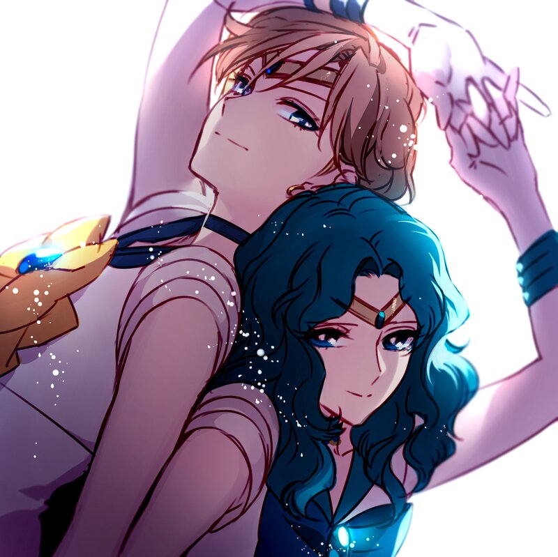 Two Anime Characters — Purple, Dramatic, Digital Art, Anime Art, Sparkles