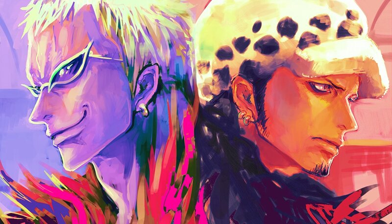 Two Anime Characters — Purple, Dramatic, Digital Art, Sunglasses