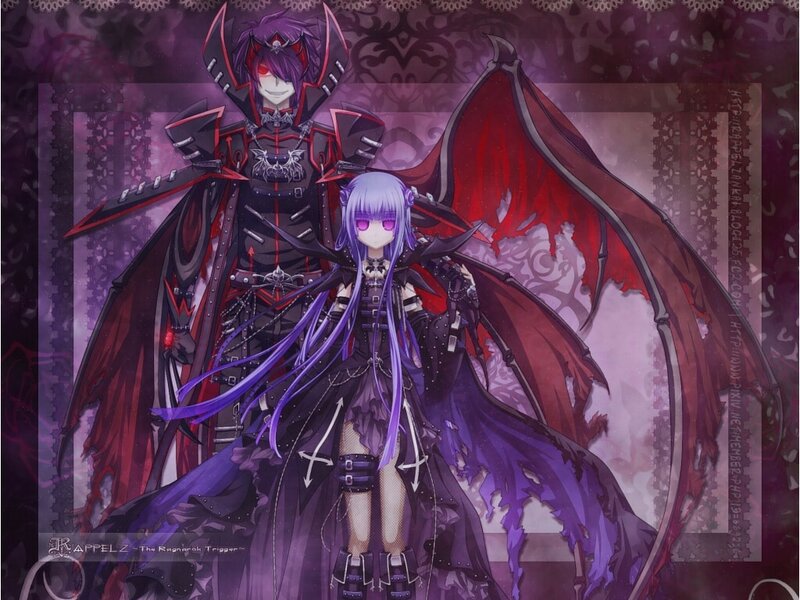 Two Anime Characters — Purple, Dramatic, Digital Art, Wings, Armor