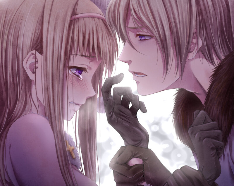 Two Anime Characters — Purple, Dramatic, Gloves