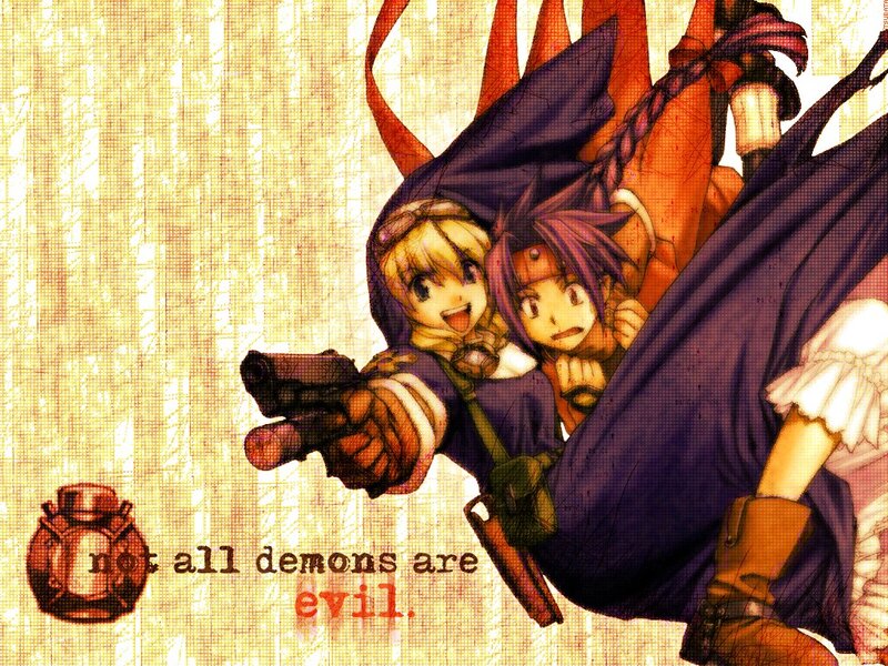 Two Anime Characters — Purple, Dramatic, Gun, Heart-shaped Object