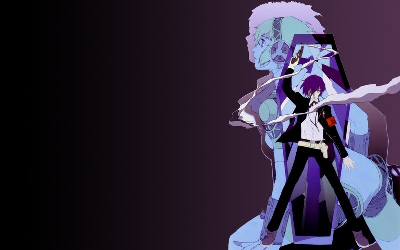 Two Anime Characters — Purple, Dramatic, Gun