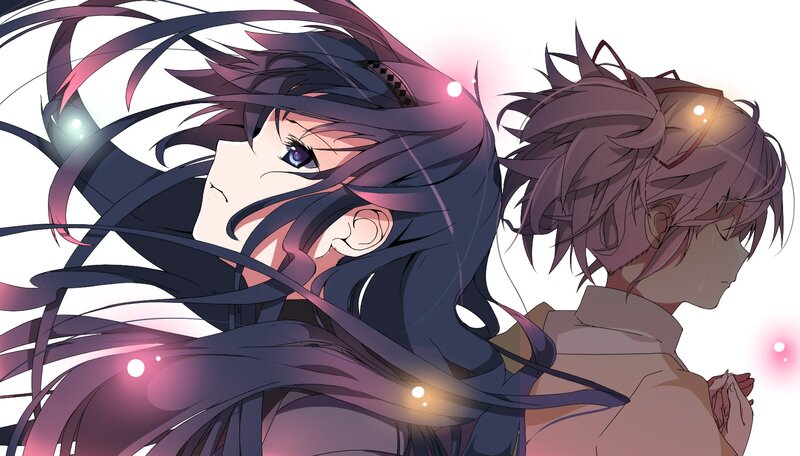 Two Anime Characters — Purple, Dramatic, Hair, Eyes, Light Effects