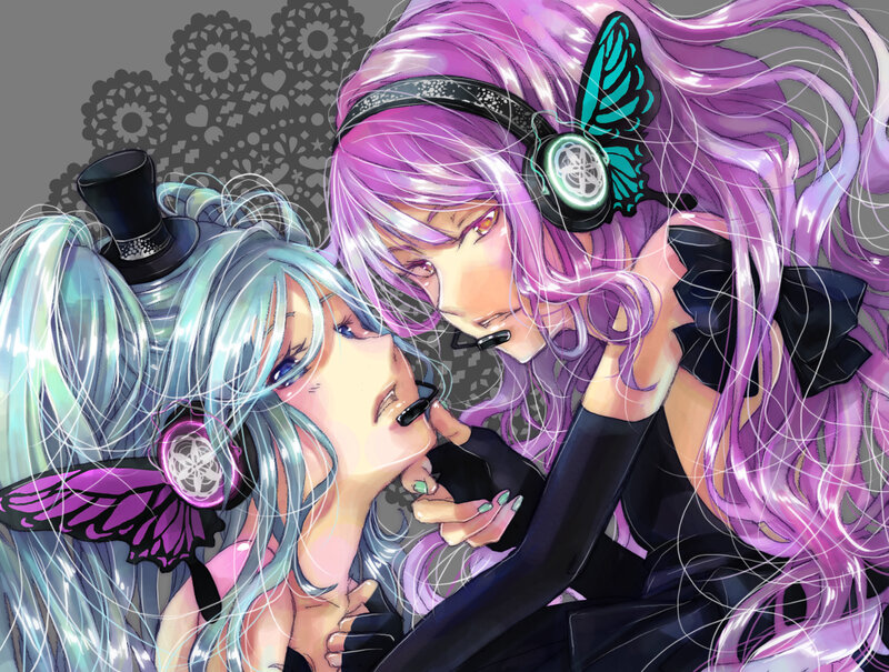 Two Anime Characters — Purple, Dramatic, Headphones