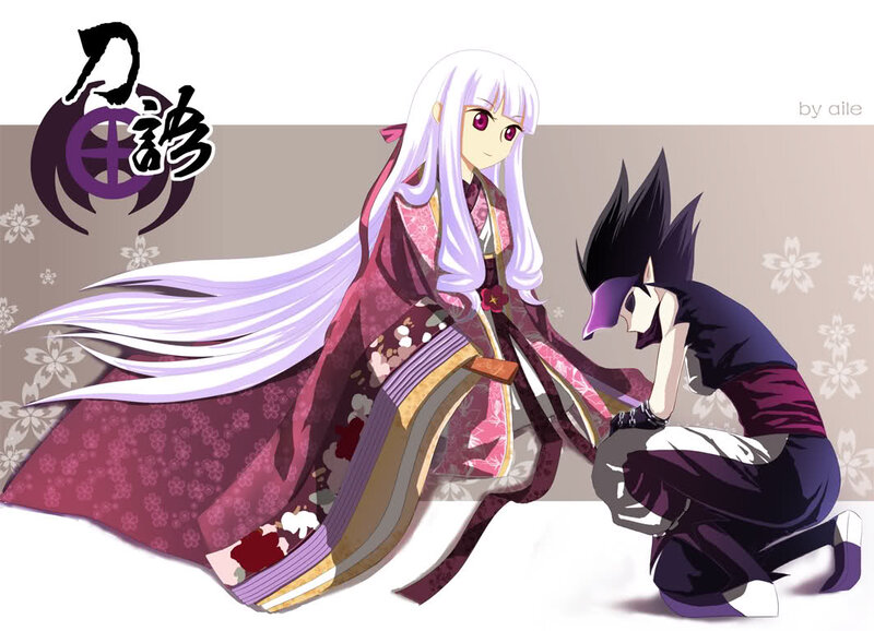 Two Anime Characters — Purple, Dramatic, Kimono