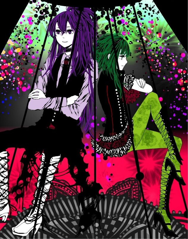 Two Anime Characters — Purple, Dramatic, Manga, Colorful Background
