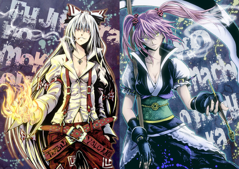 Two Anime Characters — Purple, Dramatic, Manga, Fire