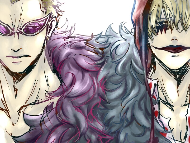 Two Anime Characters — Purple, Dramatic, Manga, Sunglasses