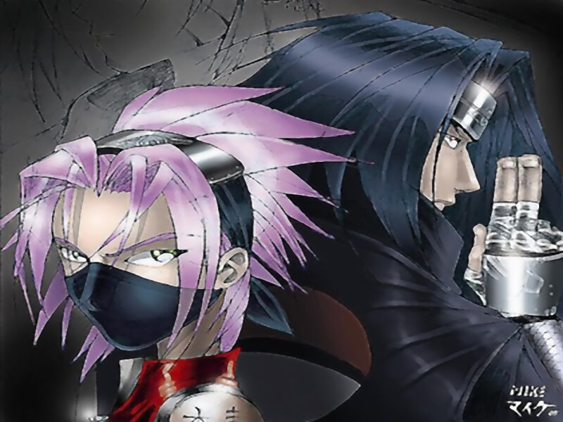 Two Anime Characters — Purple, Dramatic, Masks