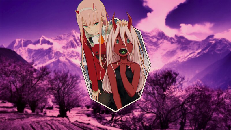 Two Anime Characters — Purple, Dramatic, Mountains