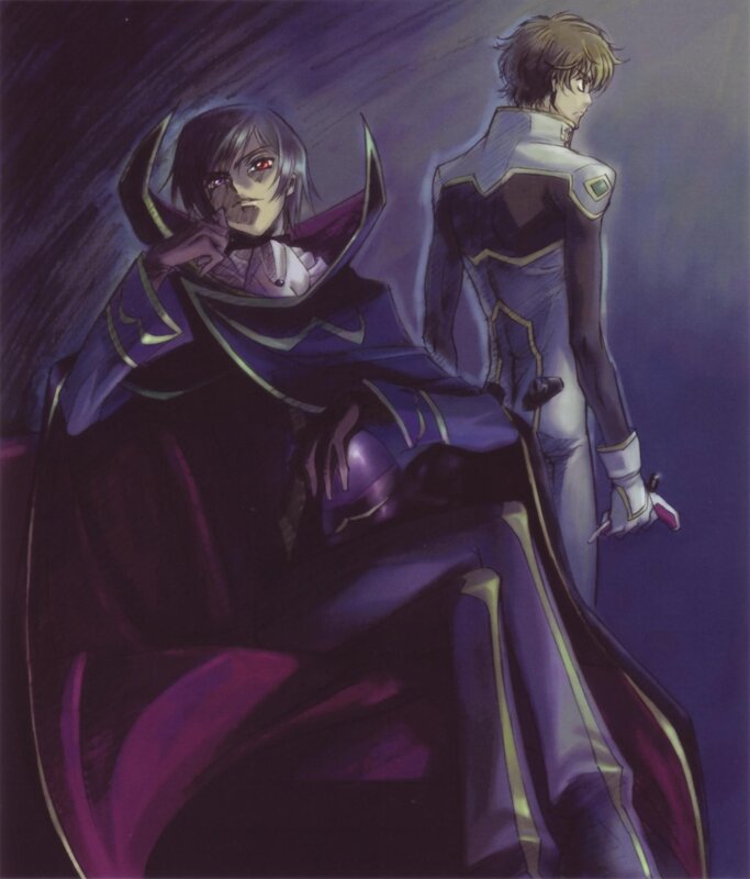 Two Anime Characters — Purple, Dramatic, Night, Cloaks